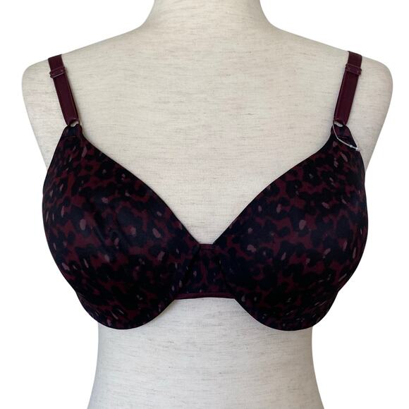 WARNERS ALL YOU NEED NWOT T Shirt Bra Purple Animal Print Size 38B Adjustable - Picture 2 of 4